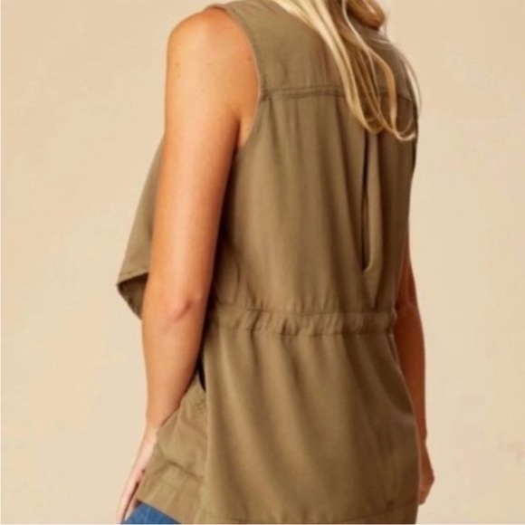 Altar’d State olive cascading vest drawstring waist Small - Picture 4 of 17